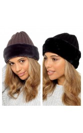 Ladies hat with faux fur trim ,12 in pack 