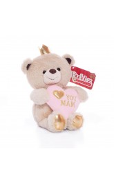 Bear with crown, I love you Mum 20cm pink/lilac 